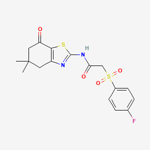 molecular formula C17H17FN2O4S2 B2492161 N-(5,5-dimethyl-7-oxo-4,5,6,7-tetrahydro-1,3-benzothiazol-2-yl)-2-(4-fluorobenzenesulfonyl)acetamide CAS No. 895468-31-2