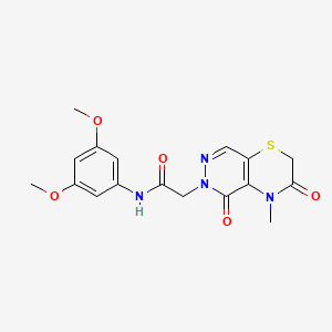 molecular formula C17H18N4O5S B2492166 N-(3,5-dimethoxyphenyl)-2-{4-methyl-3,5-dioxo-2H,3H,4H,5H,6H-pyridazino[4,5-b][1,4]thiazin-6-yl}acetamide CAS No. 1251614-54-6
