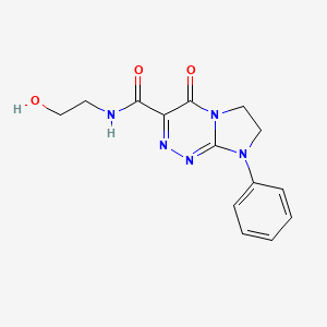 molecular formula C14H15N5O3 B2492194 N-(2-hydroxyethyl)-4-oxo-8-phenyl-4H,6H,7H,8H-imidazo[2,1-c][1,2,4]triazine-3-carboxamide CAS No. 946381-83-5