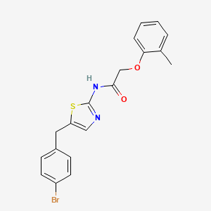 molecular formula C19H17BrN2O2S B2492209 N-{5-[(4-Bromophenyl)methyl]-1,3-thiazol-2-YL}-2-(2-methylphenoxy)acetamide CAS No. 301176-22-7