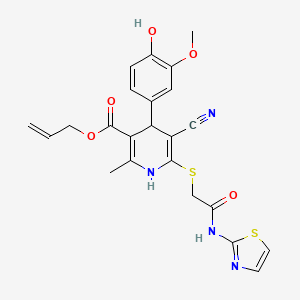 Allyl 5-cyano-4-(4-hydroxy-3-methoxyphenyl)-2-methyl-6-((2-oxo-2-(thiazol-2-ylamino)ethyl)thio)-1,4-dihydropyridine-3-carboxylate