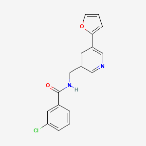 3-chloro-N-((5-(furan-2-yl)pyridin-3-yl)methyl)benzamide