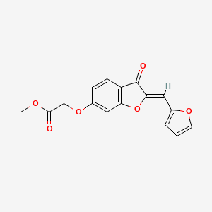 molecular formula C16H12O6 B2492285 methyl 2-{[(2Z)-2-[(furan-2-yl)methylidene]-3-oxo-2,3-dihydro-1-benzofuran-6-yl]oxy}acetate CAS No. 620547-45-7