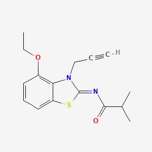 molecular formula C16H18N2O2S B2492291 N-[(2Z)-4-ethoxy-3-(prop-2-yn-1-yl)-2,3-dihydro-1,3-benzothiazol-2-ylidene]-2-methylpropanamide CAS No. 868674-41-3