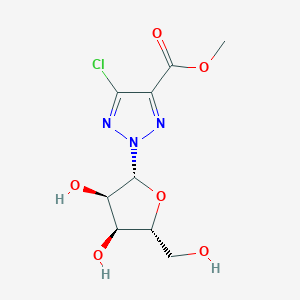 molecular formula C9H12ClN3O6 B024923 2H-1,2,3-Triazole-4-carboxylic acid, 5-chloro-2-(beta-D-ribofuranosyl)-, methyl ester CAS No. 106824-96-8