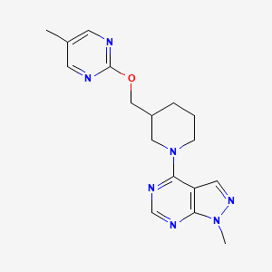 B2492302 1-Methyl-4-[3-[(5-methylpyrimidin-2-yl)oxymethyl]piperidin-1-yl]pyrazolo[3,4-d]pyrimidine CAS No. 2379996-98-0