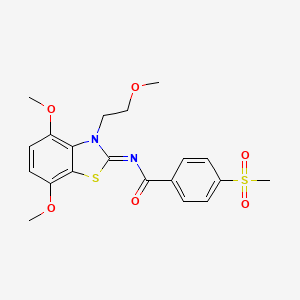 molecular formula C20H22N2O6S2 B2492318 (Z)-N-(4,7-dimethoxy-3-(2-methoxyethyl)benzo[d]thiazol-2(3H)-ylidene)-4-(methylsulfonyl)benzamide CAS No. 896354-41-9