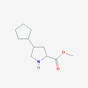 molecular formula C11H19NO2 B2492320 Methyl 4-cyclopentylpyrrolidine-2-carboxylate CAS No. 1779727-82-0