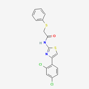 molecular formula C17H12Cl2N2OS2 B2492327 N-[4-(2,4-dichlorophenyl)-1,3-thiazol-2-yl]-2-(phenylsulfanyl)acetamide CAS No. 338957-90-7