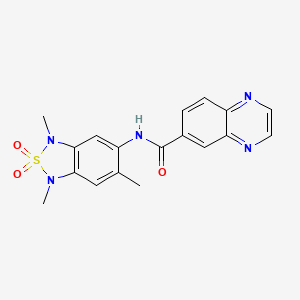 molecular formula C18H17N5O3S B2492345 N-(1,3,6-trimethyl-2,2-dioxido-1,3-dihydrobenzo[c][1,2,5]thiadiazol-5-yl)quinoxaline-6-carboxamide CAS No. 2034485-78-2