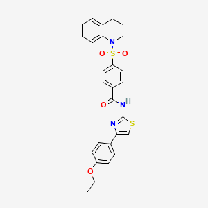 molecular formula C27H25N3O4S2 B2492352 N-[4-(4-ethoxyphenyl)-1,3-thiazol-2-yl]-4-(1,2,3,4-tetrahydroquinoline-1-sulfonyl)benzamide CAS No. 441289-92-5