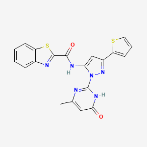 N-(1-(4-methyl-6-oxo-1,6-dihydropyrimidin-2-yl)-3-(thiophen-2-yl)-1H-pyrazol-5-yl)benzo[d]thiazole-2-carboxamide