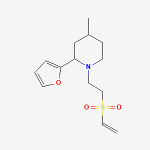 molecular formula C14H21NO3S B2492399 1-(2-Ethenylsulfonylethyl)-2-(furan-2-yl)-4-methylpiperidine CAS No. 2249576-33-6