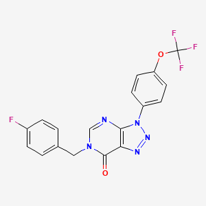 molecular formula C18H11F4N5O2 B2492403 6-[(4-fluorophenyl)methyl]-3-[4-(trifluoromethoxy)phenyl]-3H,6H,7H-[1,2,3]triazolo[4,5-d]pyrimidin-7-one CAS No. 888418-63-1