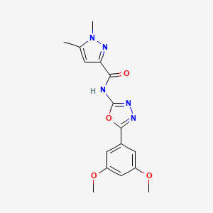 N-(5-(3,5-dimethoxyphenyl)-1,3,4-oxadiazol-2-yl)-1,5-dimethyl-1H-pyrazole-3-carboxamide