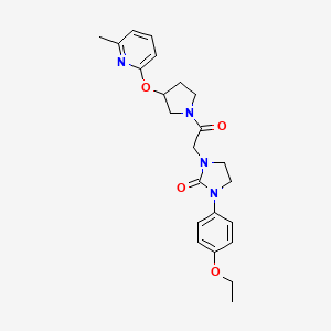 molecular formula C23H28N4O4 B2492410 1-(4-Ethoxyphenyl)-3-(2-(3-((6-methylpyridin-2-yl)oxy)pyrrolidin-1-yl)-2-oxoethyl)imidazolidin-2-one CAS No. 1904021-76-6