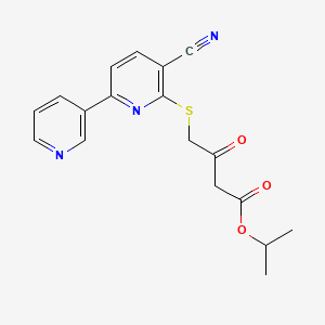 molecular formula C18H17N3O3S B2492415 propan-2-yl 4-({5-cyano-[2,3'-bipyridine]-6-yl}sulfanyl)-3-oxobutanoate CAS No. 445391-47-9