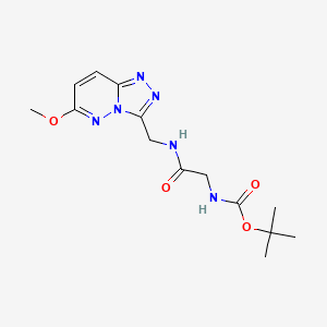 molecular formula C14H20N6O4 B2492424 Tert-butyl (2-(((6-methoxy-[1,2,4]triazolo[4,3-b]pyridazin-3-yl)methyl)amino)-2-oxoethyl)carbamate CAS No. 2034326-28-6