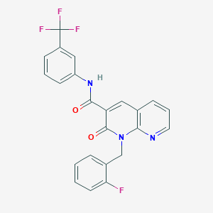 molecular formula C23H15F4N3O2 B2492446 1-[(2-fluorophenyl)methyl]-2-oxo-N-[3-(trifluoromethyl)phenyl]-1,2-dihydro-1,8-naphthyridine-3-carboxamide CAS No. 1005296-07-0