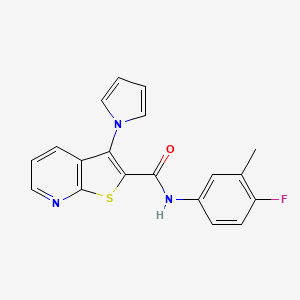 molecular formula C19H14FN3OS B2492459 N-(4-fluoro-3-methylphenyl)-3-(1H-pyrrol-1-yl)thieno[2,3-b]pyridine-2-carboxamide CAS No. 1112385-27-9