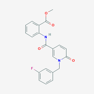 molecular formula C21H17FN2O4 B2492474 methyl 2-{1-[(3-fluorophenyl)methyl]-6-oxo-1,6-dihydropyridine-3-amido}benzoate CAS No. 1004256-83-0