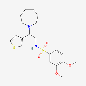 molecular formula C20H28N2O4S2 B2492477 N-(2-(azepan-1-yl)-2-(thiophen-3-yl)ethyl)-3,4-dimethoxybenzenesulfonamide CAS No. 946249-69-0