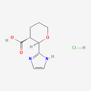 molecular formula C9H13ClN2O3 B2492484 rac-(2R,3R)-2-(1H-imidazol-2-yl)oxane-3-carboxylic acid hydrochloride CAS No. 2059909-28-1