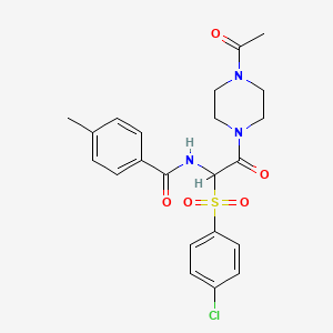 molecular formula C22H24ClN3O5S B2492485 N-[2-(4-ACETYLPIPERAZIN-1-YL)-1-(4-CHLOROBENZENESULFONYL)-2-OXOETHYL]-4-METHYLBENZAMIDE CAS No. 1025033-31-1