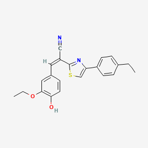 molecular formula C22H20N2O2S B2492488 (Z)-3-(3-ethoxy-4-hydroxyphenyl)-2-(4-(4-ethylphenyl)thiazol-2-yl)acrylonitrile CAS No. 476671-22-4