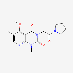 molecular formula C16H20N4O4 B2492489 5-methoxy-1,6-dimethyl-3-(2-oxo-2-(pyrrolidin-1-yl)ethyl)pyrido[2,3-d]pyrimidine-2,4(1H,3H)-dione CAS No. 941946-41-4