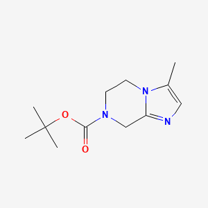 molecular formula C12H19N3O2 B2492495 tert-Butyl 3-methyl-5,6-dihydroimidazo[1,2-a]pyrazine-7(8H)-carboxylate CAS No. 1286754-24-2