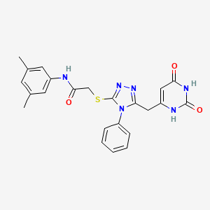 molecular formula C23H22N6O3S B2492527 N-(3,5-dimethylphenyl)-2-({5-[(2,6-dioxo-1,2,3,6-tetrahydropyrimidin-4-yl)methyl]-4-phenyl-4H-1,2,4-triazol-3-yl}sulfanyl)acetamide CAS No. 852046-67-4