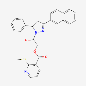 [2-(5-Naphthalen-2-yl-3-phenyl-3,4-dihydropyrazol-2-yl)-2-oxoethyl] 2-methylsulfanylpyridine-3-carboxylate