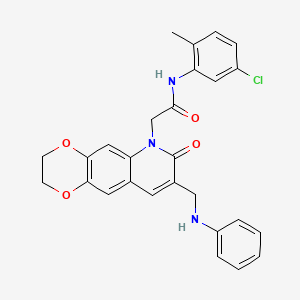 molecular formula C27H24ClN3O4 B2492547 N-(5-chloro-2-methylphenyl)-2-{7-oxo-8-[(phenylamino)methyl]-2H,3H,6H,7H-[1,4]dioxino[2,3-g]quinolin-6-yl}acetamide CAS No. 894550-63-1