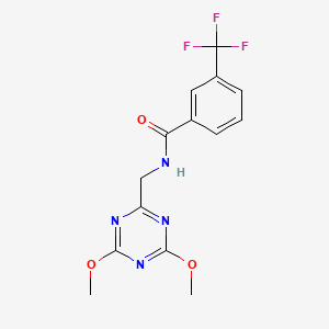 molecular formula C14H13F3N4O3 B2492559 N-[(4,6-dimethoxy-1,3,5-triazin-2-yl)methyl]-3-(trifluoromethyl)benzamide CAS No. 2034423-73-7