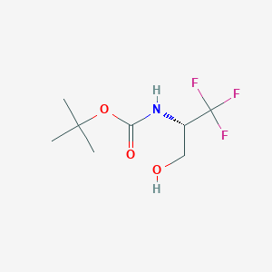 molecular formula C8H14F3NO3 B2492570 tert-Butyl (S)-(1,1,1-trifluoro-3-hydroxypropan-2-yl)carbamate CAS No. 1393524-00-9