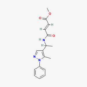 molecular formula C17H19N3O3 B2492575 Methyl (E)-4-[1-(5-methyl-1-phenylpyrazol-4-yl)ethylamino]-4-oxobut-2-enoate CAS No. 2411333-66-7