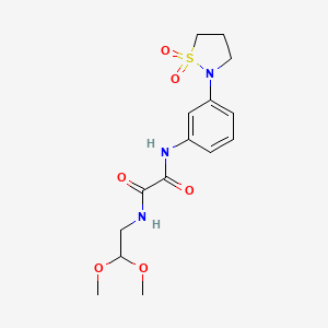 molecular formula C15H21N3O6S B2492620 N-(2,2-dimethoxyethyl)-N'-[3-(1,1-dioxo-1lambda6,2-thiazolidin-2-yl)phenyl]ethanediamide CAS No. 1105247-01-5