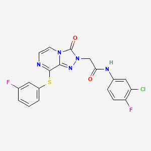 molecular formula C19H12ClF2N5O2S B2492664 N-(3-chloro-4-fluorophenyl)-2-{8-[(3-fluorophenyl)sulfanyl]-3-oxo-2H,3H-[1,2,4]triazolo[4,3-a]pyrazin-2-yl}acetamide CAS No. 1251545-83-1