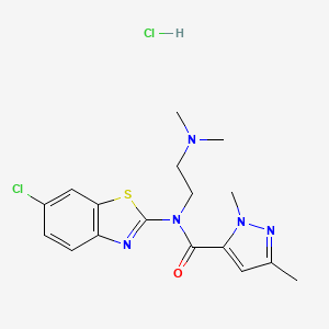 molecular formula C17H21Cl2N5OS B2492802 N-(6-chloro-1,3-benzothiazol-2-yl)-N-[2-(dimethylamino)ethyl]-1,3-dimethyl-1H-pyrazole-5-carboxamide hydrochloride CAS No. 1189689-01-7