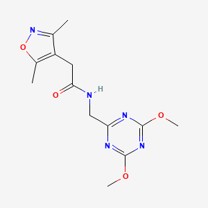 molecular formula C13H17N5O4 B2492849 N-[(4,6-dimethoxy-1,3,5-triazin-2-yl)methyl]-2-(3,5-dimethyl-1,2-oxazol-4-yl)acetamide CAS No. 2034357-65-6