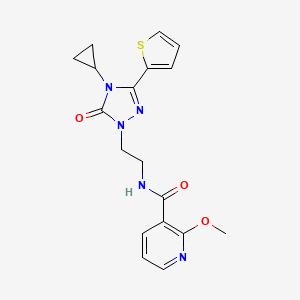 N-(2-(4-cyclopropyl-5-oxo-3-(thiophen-2-yl)-4,5-dihydro-1H-1,2,4-triazol-1-yl)ethyl)-2-methoxynicotinamide