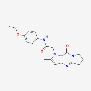 molecular formula C20H22N4O3 B2492914 N-(4-ethoxyphenyl)-2-{5-methyl-2-oxo-1,4,8-triazatricyclo[7.3.0.0^{3,7}]dodeca-3(7),5,8-trien-4-yl}acetamide CAS No. 1775473-44-3