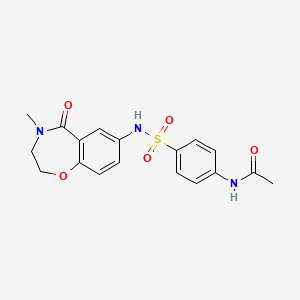 molecular formula C18H19N3O5S B2492937 N-{4-[(4-methyl-5-oxo-2,3,4,5-tetrahydro-1,4-benzoxazepin-7-yl)sulfamoyl]phenyl}acetamide CAS No. 922081-59-2