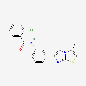 B2492946 2-chloro-N-[3-(3-methylimidazo[2,1-b][1,3]thiazol-6-yl)phenyl]benzamide CAS No. 893978-78-4