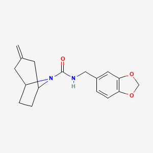 molecular formula C17H20N2O3 B2492962 N-[(2H-1,3-benzodioxol-5-yl)methyl]-3-methylidene-8-azabicyclo[3.2.1]octane-8-carboxamide CAS No. 2309348-05-6
