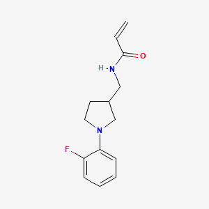 molecular formula C14H17FN2O B2493000 N-[[1-(2-Fluorophenyl)pyrrolidin-3-yl]methyl]prop-2-enamide CAS No. 2196446-51-0