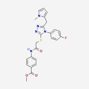molecular formula C24H22FN5O3S B2493002 methyl 4-(2-{[4-(4-fluorophenyl)-5-[(1-methyl-1H-pyrrol-2-yl)methyl]-4H-1,2,4-triazol-3-yl]sulfanyl}acetamido)benzoate CAS No. 847394-01-8