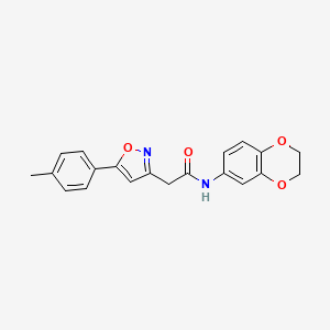 molecular formula C20H18N2O4 B2493005 N-(2,3-dihydro-1,4-benzodioxin-6-yl)-2-[5-(4-methylphenyl)-1,2-oxazol-3-yl]acetamide CAS No. 946341-70-4