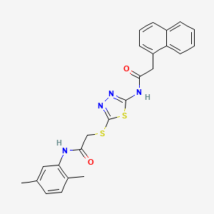 molecular formula C24H22N4O2S2 B2493014 N-(2,5-dimethylphenyl)-2-((5-(2-(naphthalen-1-yl)acetamido)-1,3,4-thiadiazol-2-yl)thio)acetamide CAS No. 392295-40-8